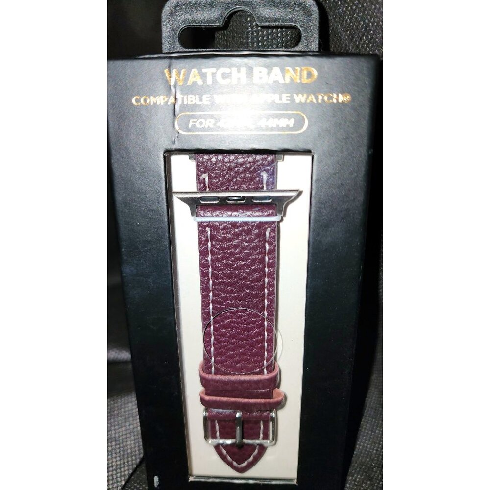 Leather Watch Band Compatible With Apple Watch 42mm & 44mm Brown BNIB